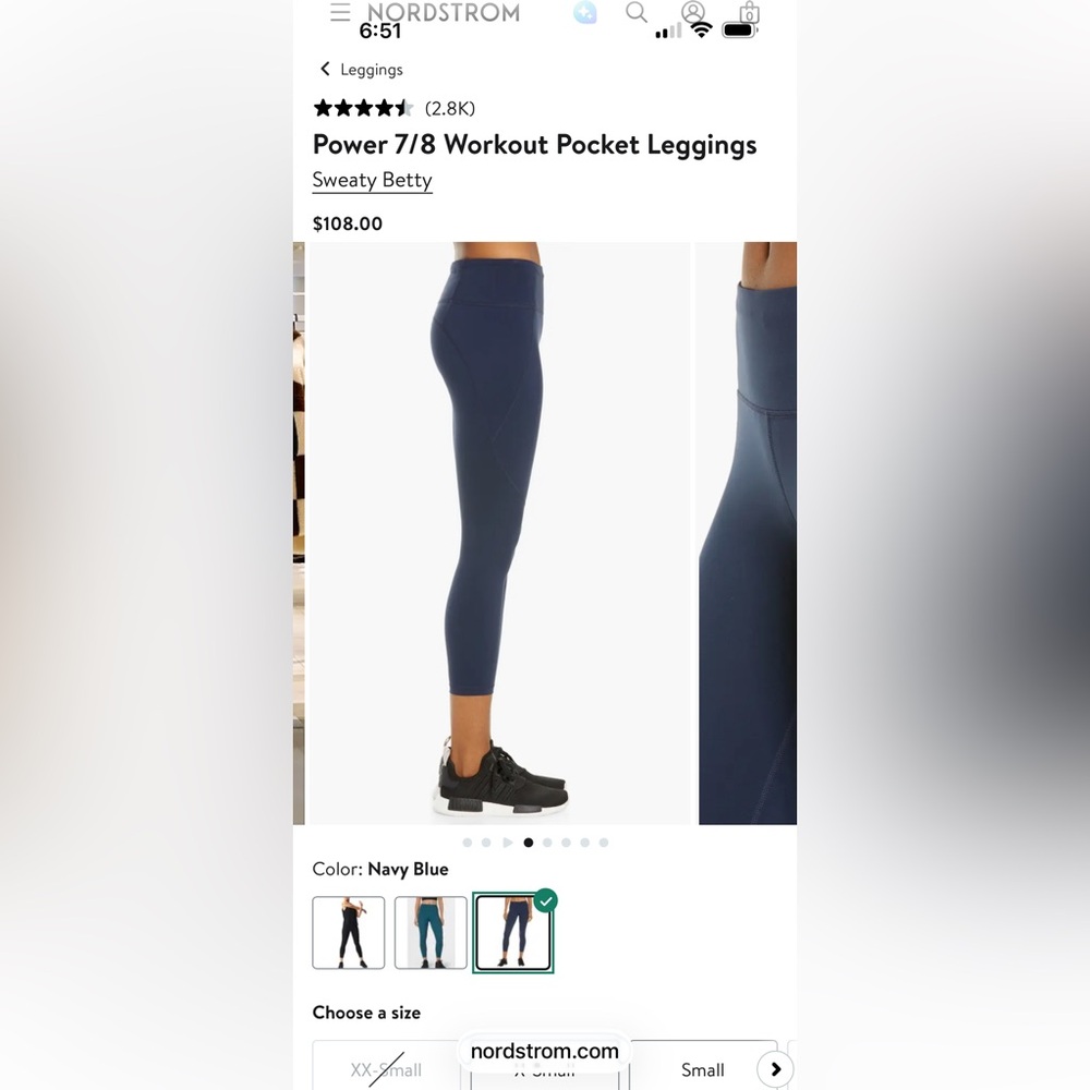 Sweaty Betty Power 7/8 Workout Pocket Leggings navy